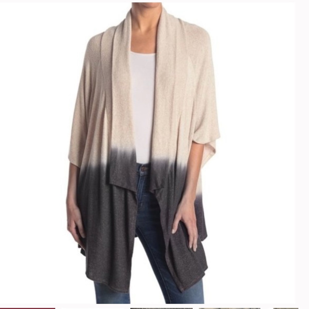 Status by Chenault Kimono Sweater Dip Dye Ombre Waterfall Duster Open Front